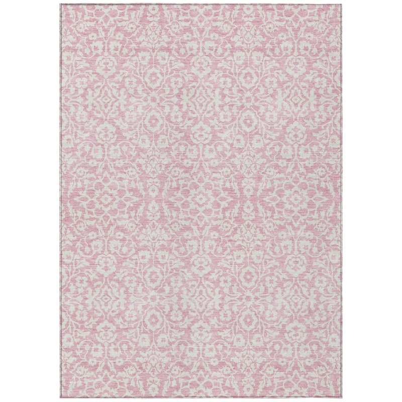 HomeRoots Damask Traditional Rectangle Outdoor Rug