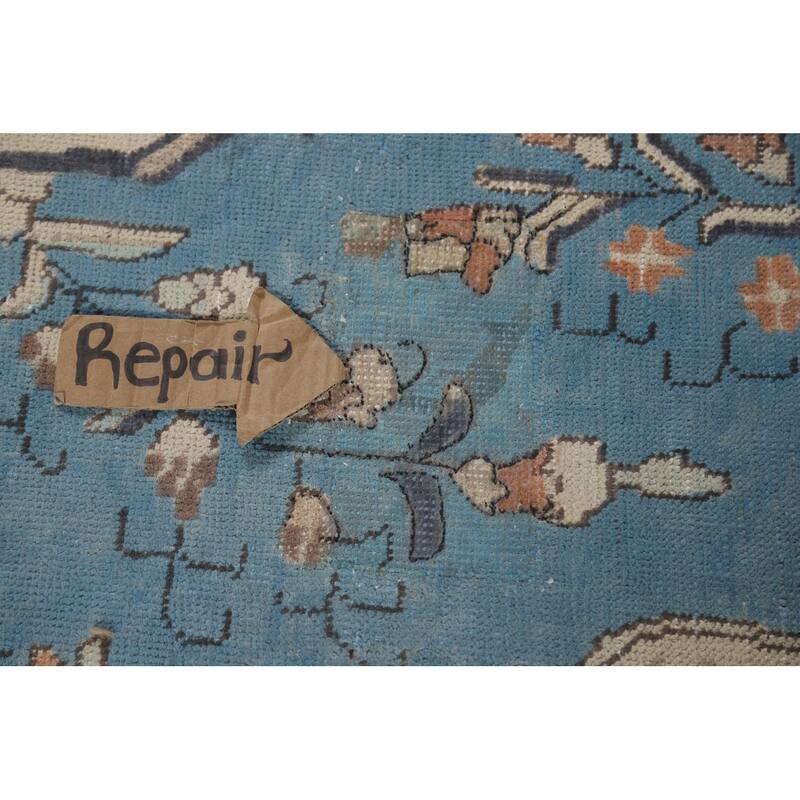 Blue Tabriz Persian Area Rug Handmade Wool Carpet - 9'4" x 12'10"