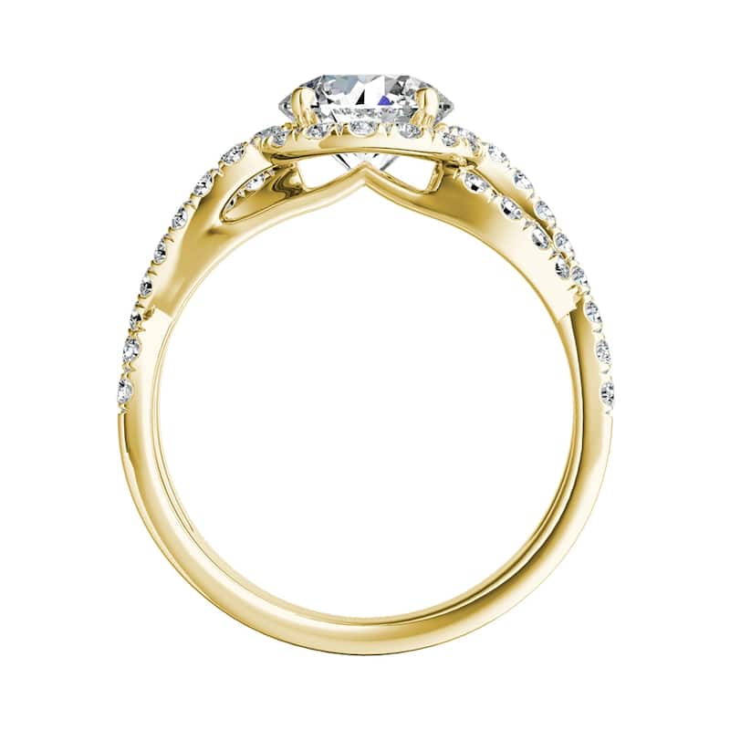 Auriya 14k Gold 1 1/2ct Twisted Moissanite Halo Engagement Ring