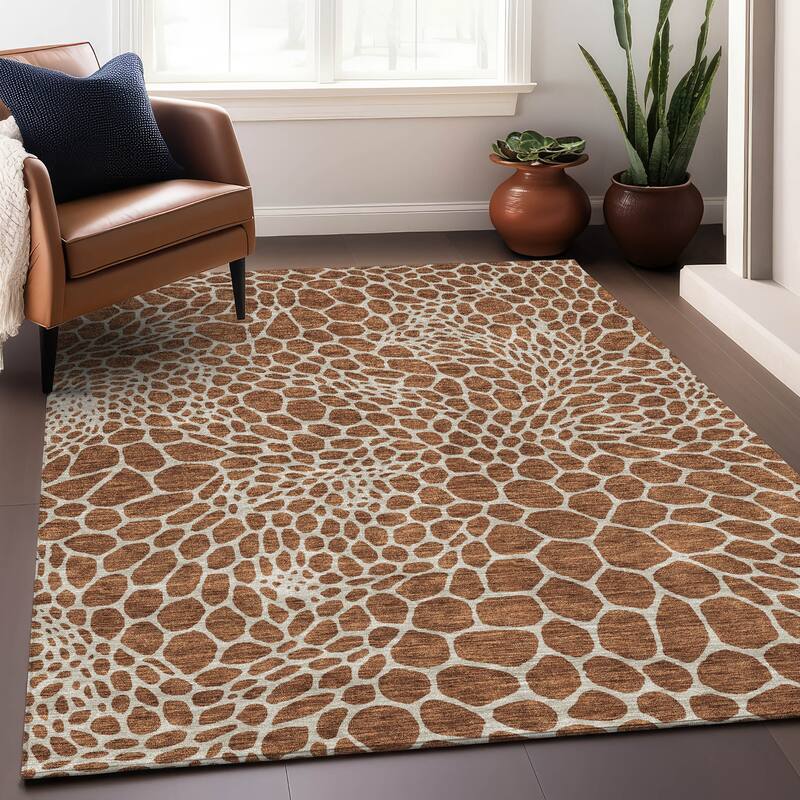 Premium Washable Super Soft Contempory Prints Mayfield Rug - Paprika - 8' x 10'