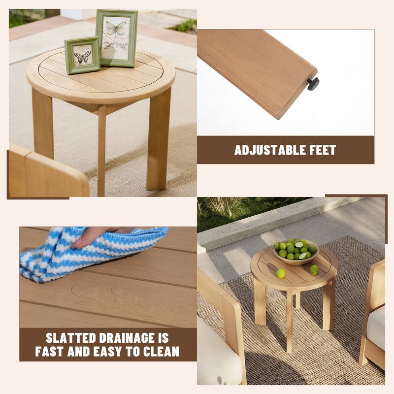 Outdoor 3-Piece Swivel Chair Conversation Set and Coffee Table in Eucalyptus Wood