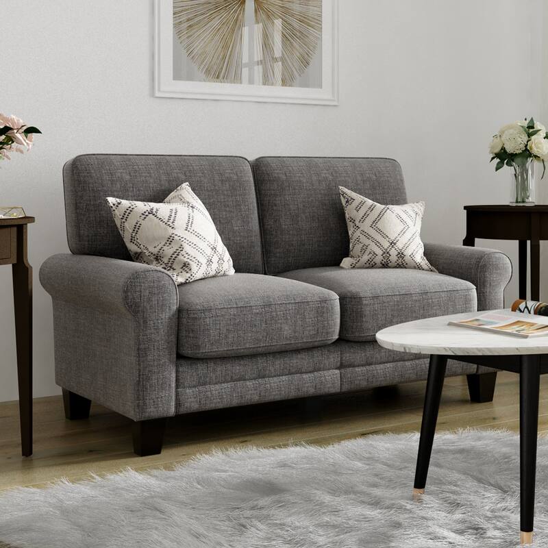 Serta Copenhagen 61" Loveseat for Two People, Pillowed Back Cushions and Rounded Arms, Durable Modern Upholstered Fabric