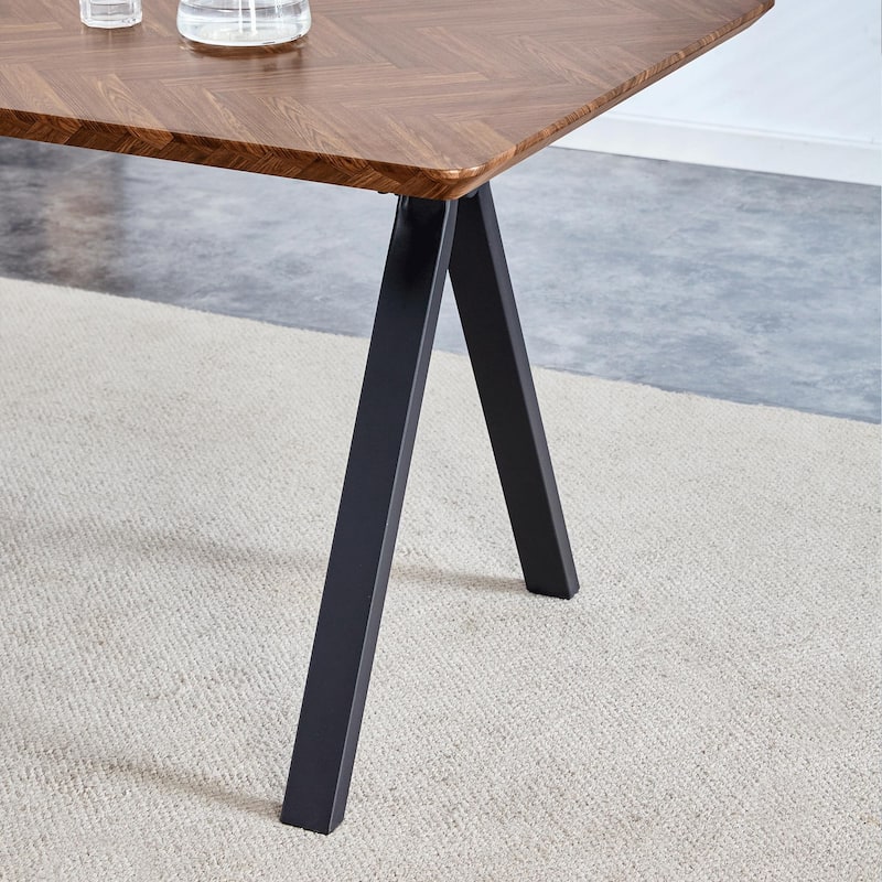 Herringbone Pattern MDF Dining Table - A Perfect Match for Modern Minimalist and Industrial Home Styles