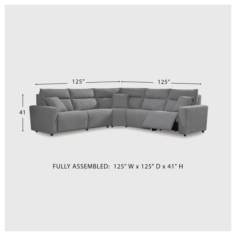 Signature Design by Ashley Modmax Gray 5-Piece Power Reclining Sectional - 125" W x 125" D x 41" H