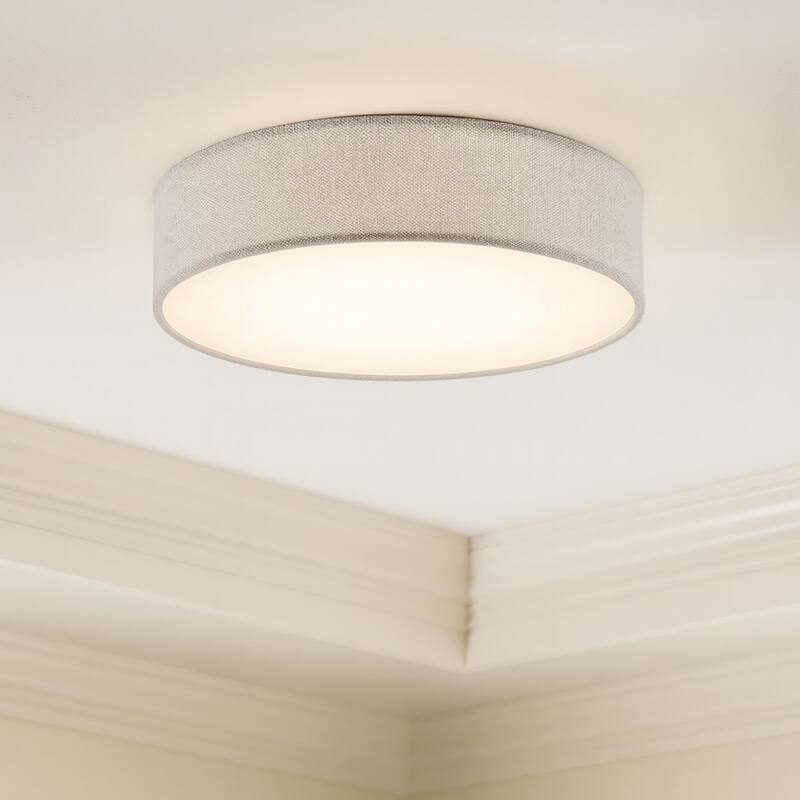 AFX Ashland LED Flush Mount - 12.5" Dia. - Grey Linen - 3000K/3500K/4000K