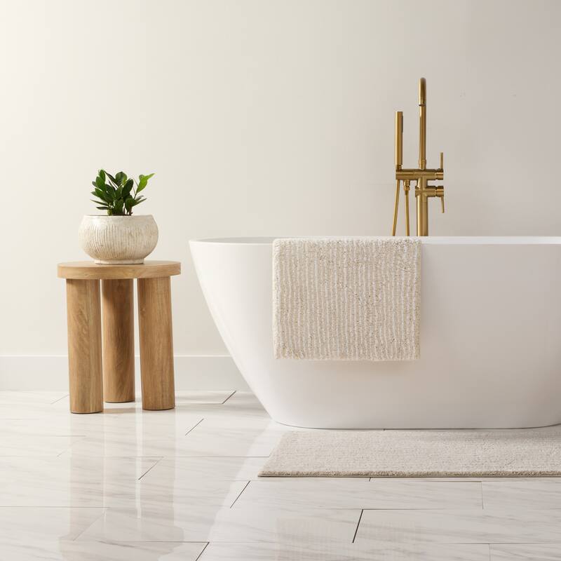 Becky Cameron 100% Cotton Pinstripe Patterned Bath Mat