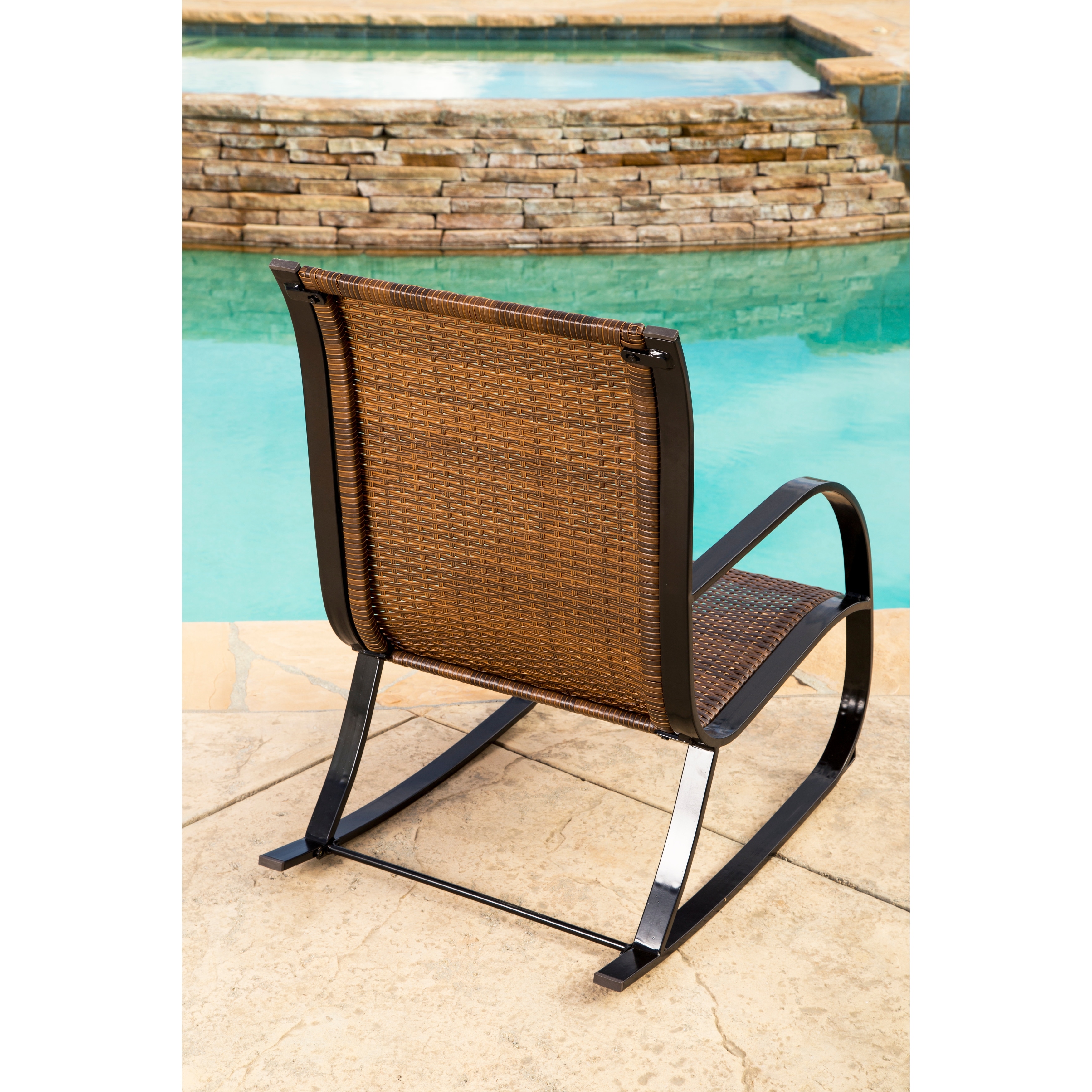 Abbyson Outdoor Gabriela Modern Wicker Rocking Lounge Chair Bed Bath Beyond 12074669