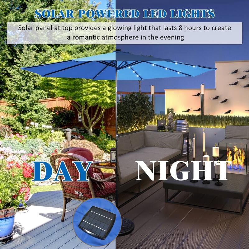 Costway 10' Solar LED Lighted Patio Market Umbrella Shade Tilt