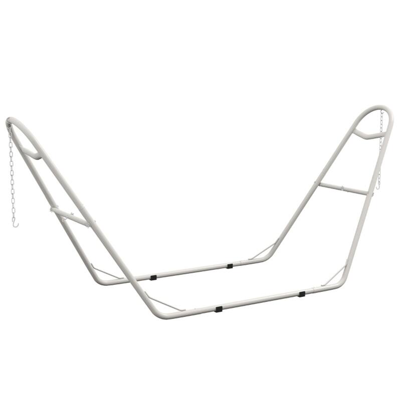 Adjustable Heavy Duty Hammock Stand Powder Coated Steel Supports Up to 550 Pounds Fits Most Brazilian Flat - White