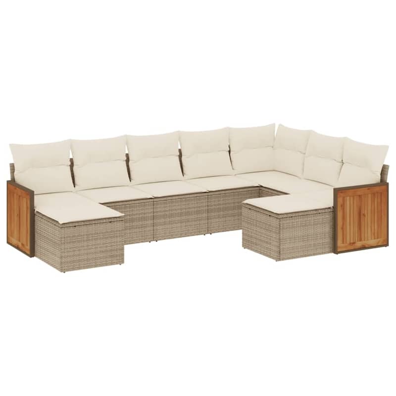 vidaXL Patio Sofa Set with Cushions Outdoor Conversation Furniture Poly Rattan
