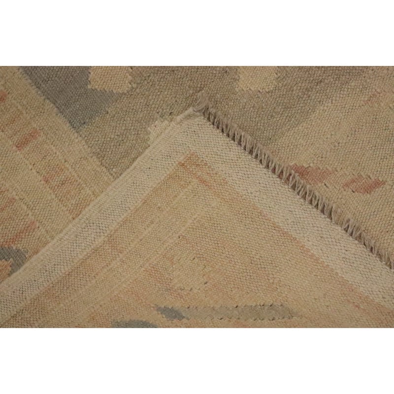 Hand Woven Oriental 100% Wool Carpet Southwestern Tribal Beige & Ivories Kilim Area Rug - 7' 7'' X 4' 11''