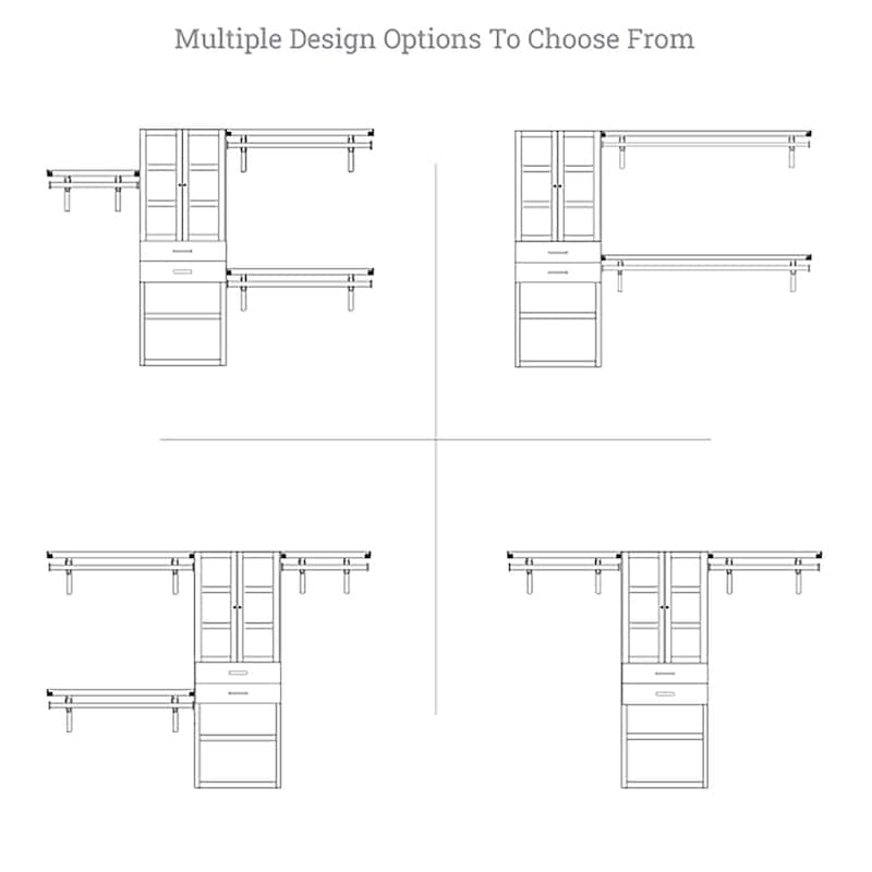 John Louis Home Solid Wood Walk-In Closet System with 2-Drawers and Doors Honey Maple