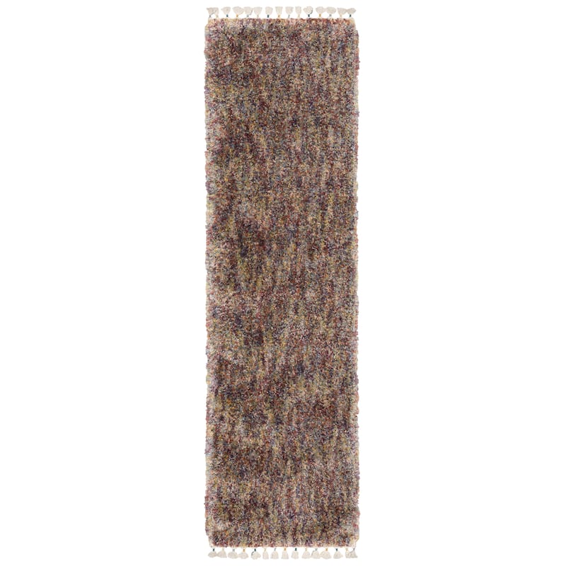 Style Haven Aire Multi-colored Static Solid Shag Tassel Fringe Area Rug. - 2' 3" x 7' 6" - Multi-colored - Runner