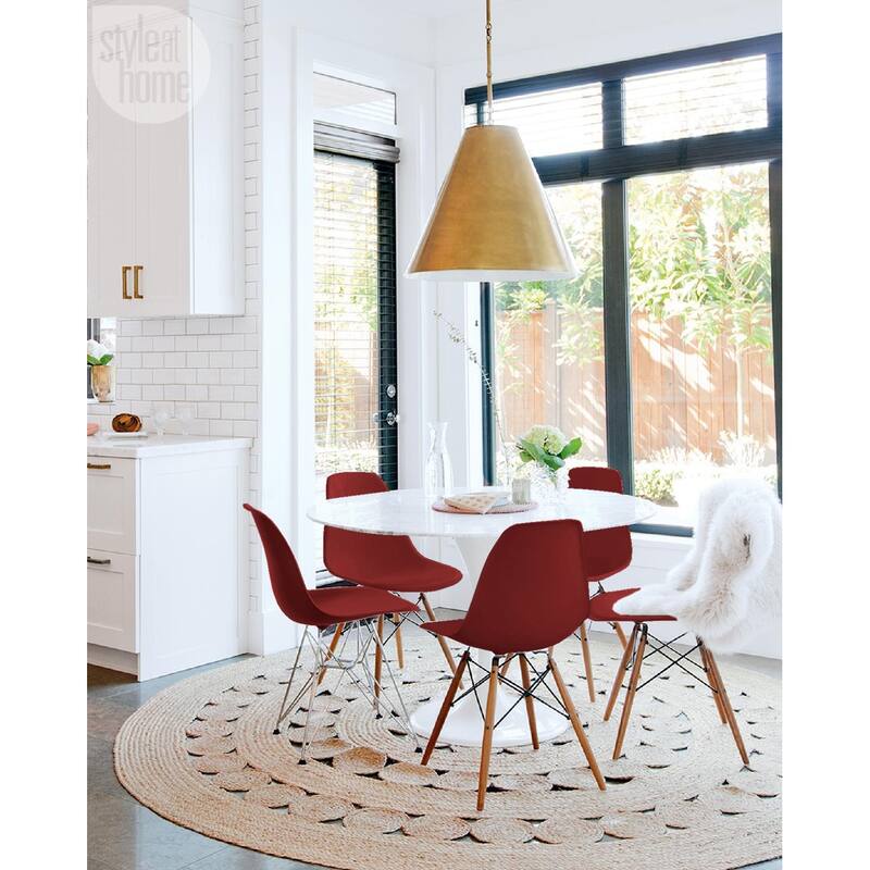 Set of 2 Designer Plastic Eiffel Chairs Solid Wood Legs Retro Dining Molded Shell Hotel Dowel For Kitchen Bedroom Work