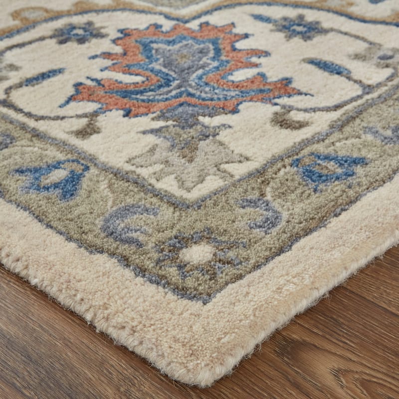 Mattias Tufted Persian Floral Rug, Warm Gray/Blue, Area Rug