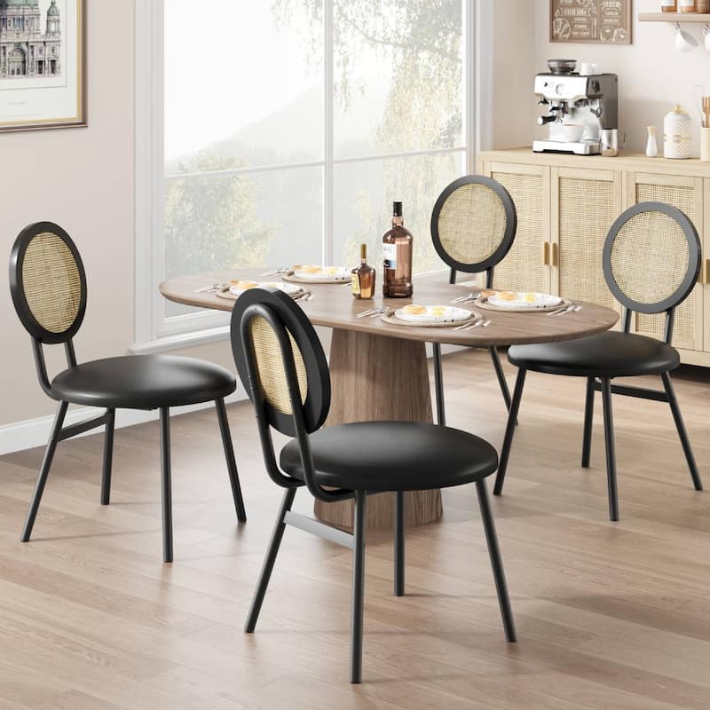 Kitchen Dining Chairs Set with Thicken Upholstered - 4 PCS - Black