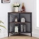 preview thumbnail 1 of 11, Javlergo Corner Table Modern Triangle 3-tier Storage Shelf with 2 Doors for Living Room Bedroom Office Brown