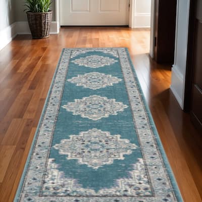 HomeRoots Oriental Bohemian Runner Area Rug - 120.00 in. x 26.00 in. x 0.50 in.