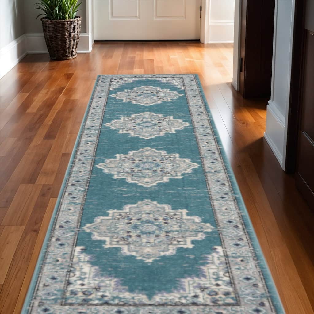 HomeRoots Oriental Bohemian Runner Area Rug - 120.00 in. x 26.00 in. x 0.50 in.