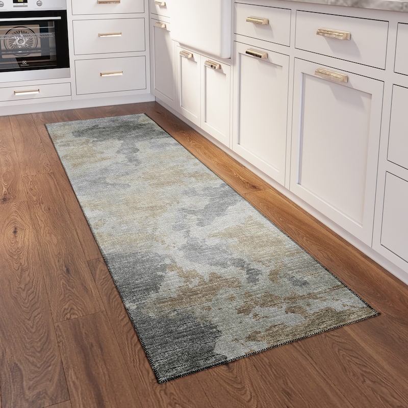 Indoor/ Outdoor Accord Modern Polyester Washable Rug New - 2'3" x 7'6" Runner - Beige
