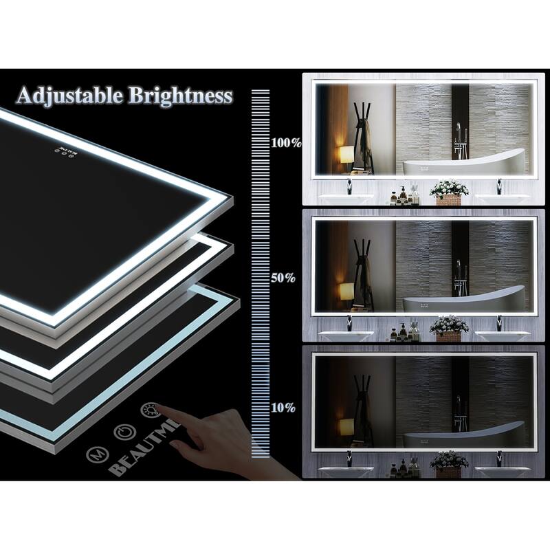 Oversized LED Bathroom Wall Mounted Mirror with Aluminium Frame