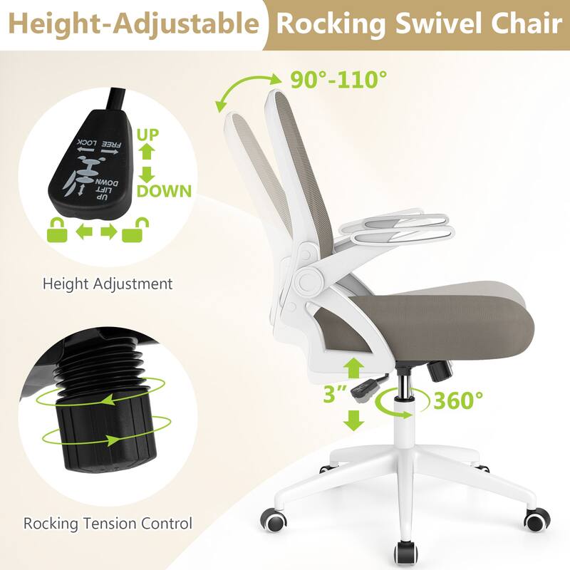 Costway Mesh Office Chair with Lumbar Support & Flip-up Arms Rolling - See Details