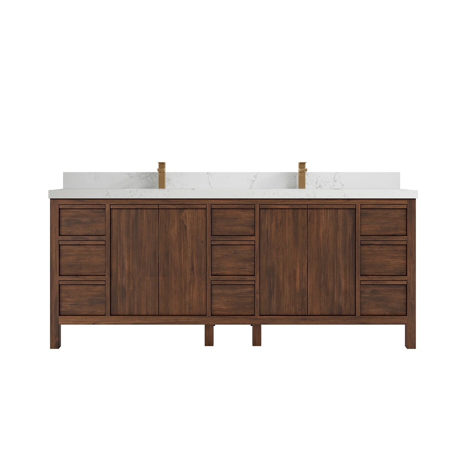 Willow Collections 84 in. W x 22 in. D Elizabeth Solid Teak Wood Double Sink Bathroom Vanity with Countertop