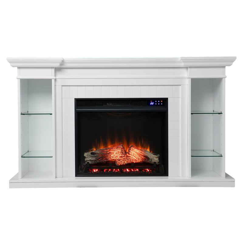 SEI Furniture Hazeltine Transitional White Wood Electric Fireplace