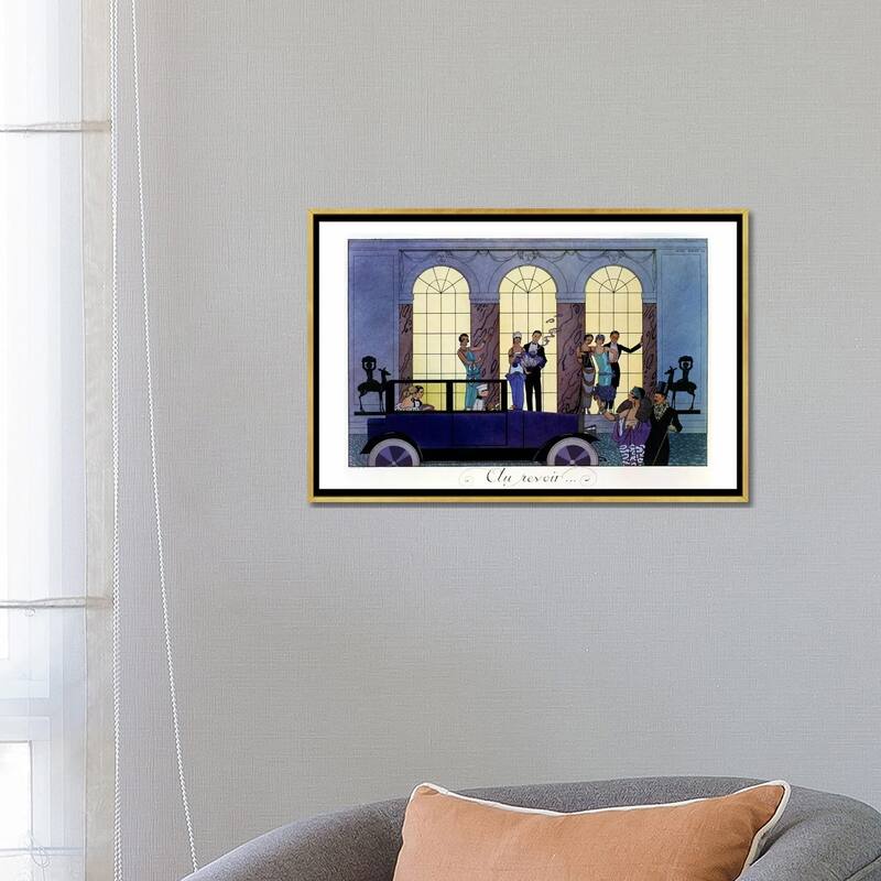 iCanvas "Farewell, engraved by Henri Reidel, 1920 (litho)" by George Barbier Framed Canvas Print