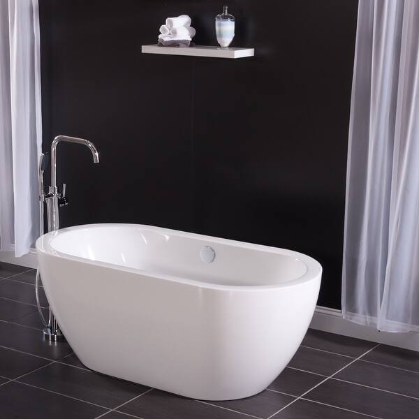 Miseno Mno6030fso 60in Free Standing Oval Acrylic Bathtub Overflow Drain Assembly Included Overstock 17489966