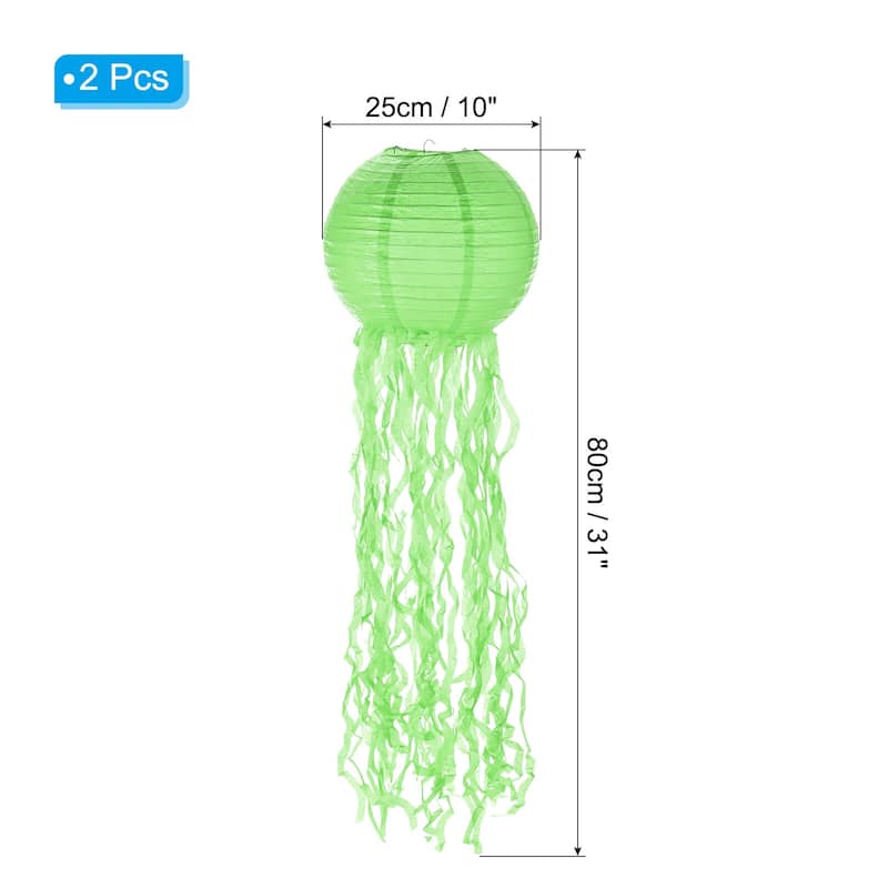 2Pcs 31x10in Jellyfish Paper Lantern for Festivals Party Decorations - 31x10inch - Green