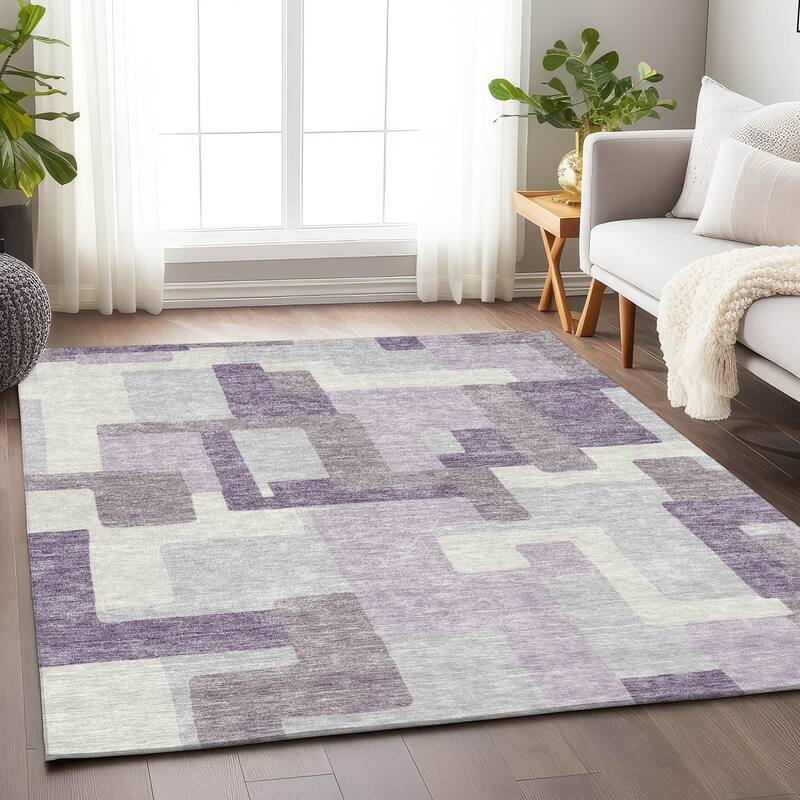 Premium Washable Super Soft Modern Geo Mayfield Rug - Lavender - 9' x 12' - Rectangle
