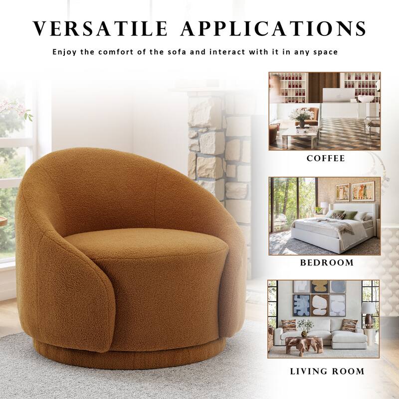 Modern Upholstered Swivel Barrel Chair Accent Lounge Chair