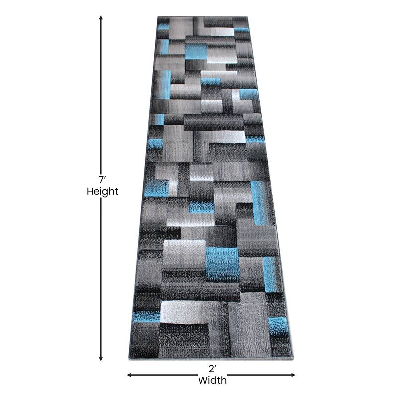 Modern Geometric Style Color Blocked Indoor Area Rug