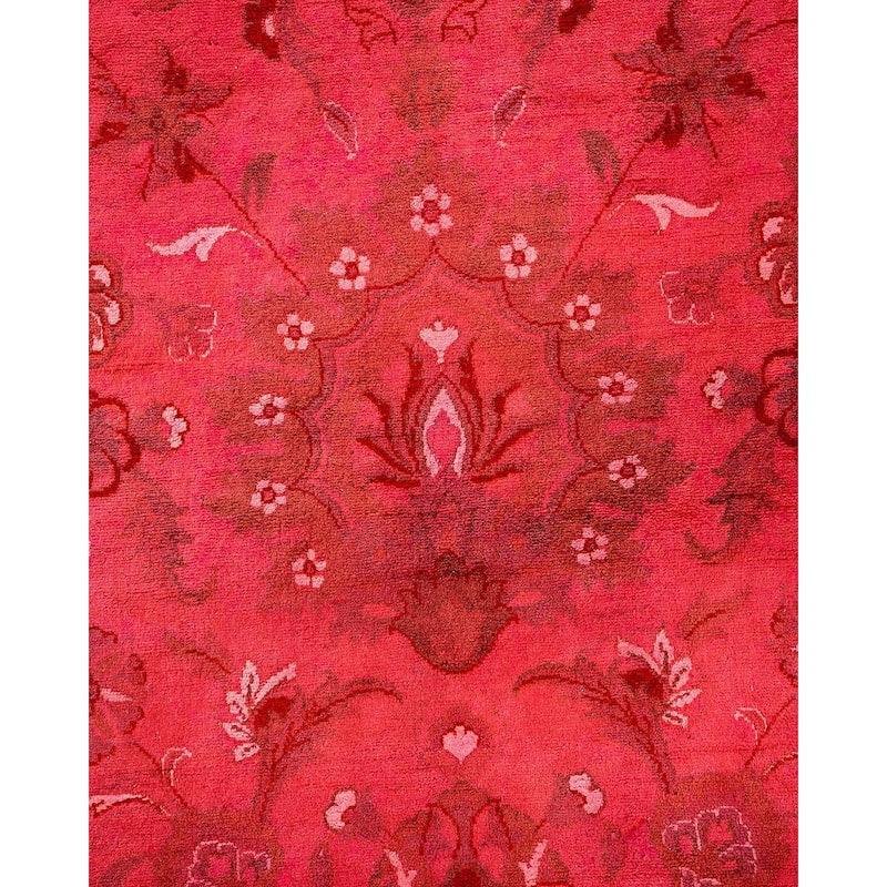Overton Hand Knotted Wool Vintage Inspired Modern Contemporary Overdyed Pink Area Rug - 9' 2" x 12' 4"