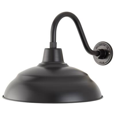 Millennium Lighting R Series RLM 17" Metal Warehouse Shade Outdoor Wall Sconce in Satin Black