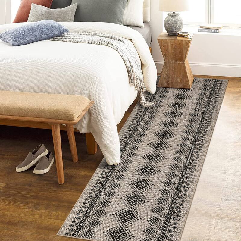 Whizmax Boho Area Rug Easy Jute Entryway Rug Modern Geometric Rugs