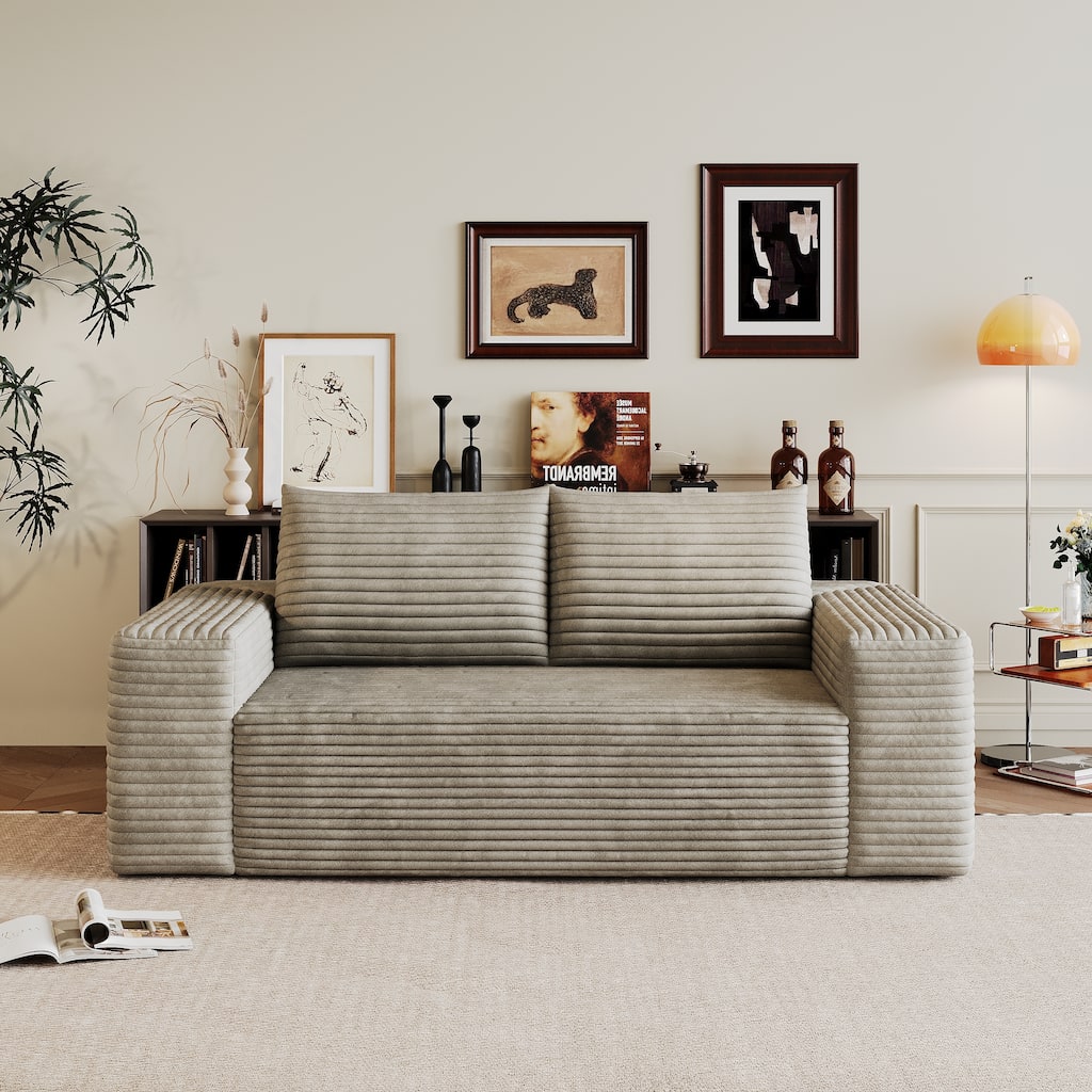 Sofa Couch Camel 2-Seater Sofa Couch with Armrests, Vintage Living Room Sofa Sleeper Sofa Couch Loveseat
