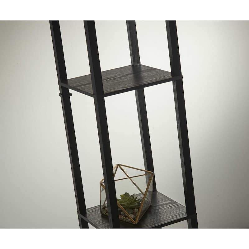 Wood Column Floor Lamp with Square Fabric Shade and Pull Chain - 10.25” x 10.25” x 63” (D x W x H)