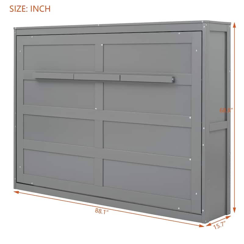 Space-Saving Queen Size Solid Wood Wall-Mounted Murphy Bed with Durable Folding Mechanism and Flexible Slat Support