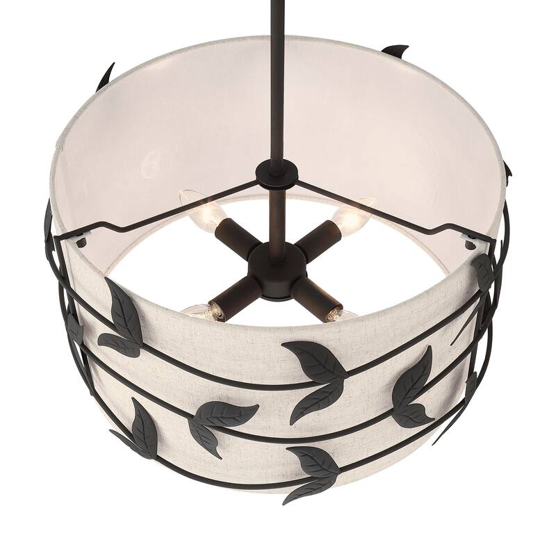 Acroma 4-light Gold/Black Ceiling Cotton Drum Light
