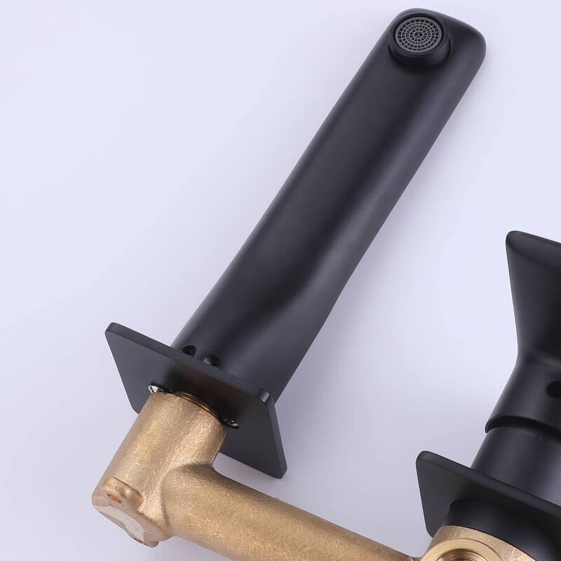 Wall Mount Bathoom Sink Faucet Single Handle Matte Black Bathroom Faucet 2 Holes Modern Vanity Basin Mixer Taps With Valve