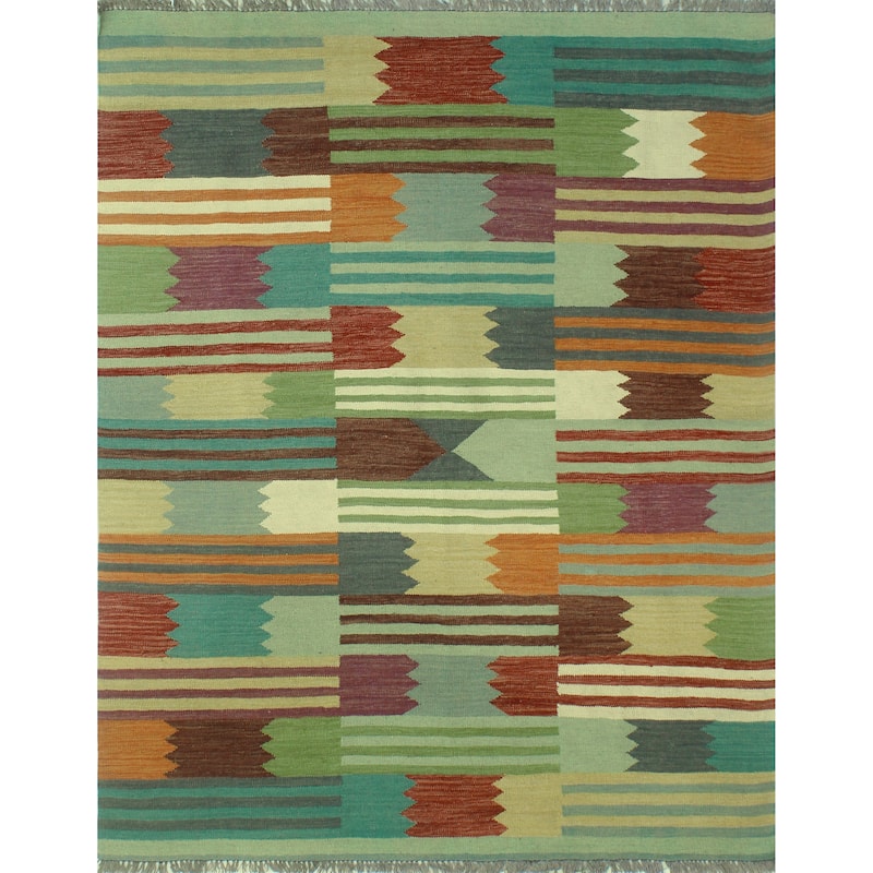 Noori Rug Winchester Flatweave Balkiya Ivory/Burgundy Rug - 5'1" x 6'6"