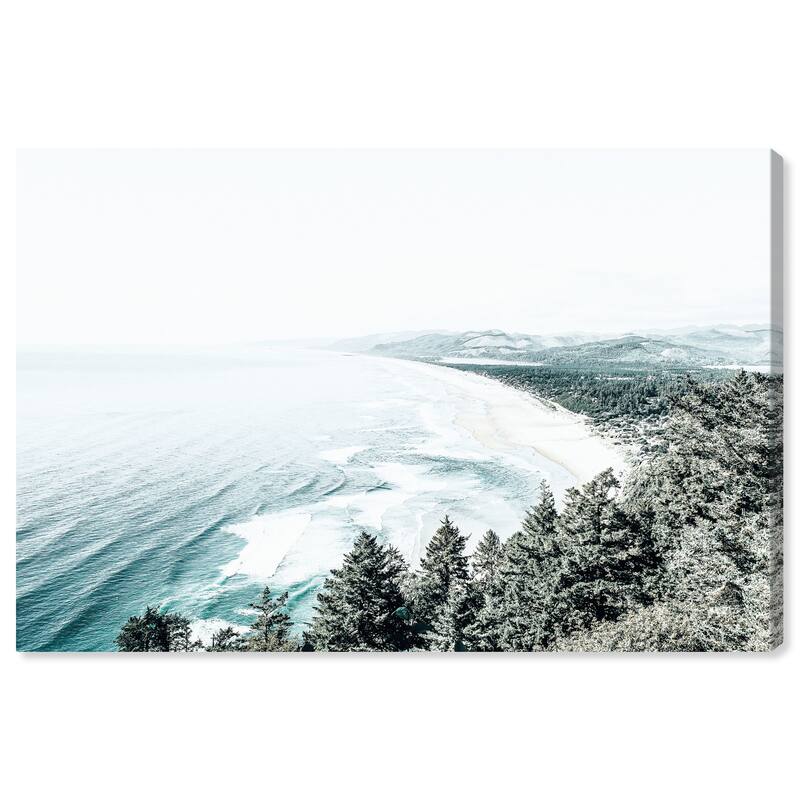 Wynwood Studio Canvas Nautical and Coastal Oregon Tree Shore Blue and Teal Nautical & Coastal Wall Art Canvas Print