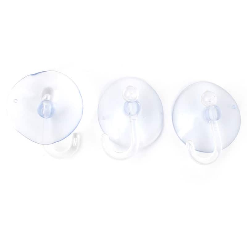 3pcs Home Storage Hooks Clear Suction Cup Wall Glass Hooks - 1.6" x 0.7"(D*H)