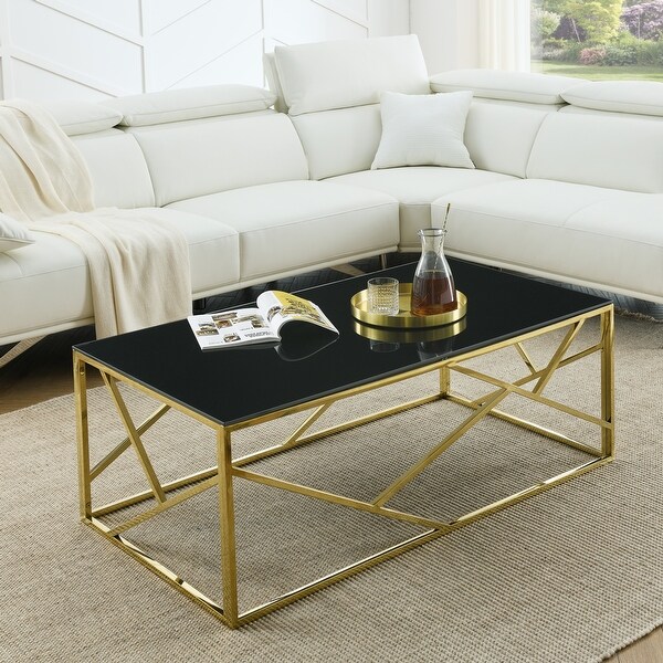 Metal frame coffee table with glass top sale