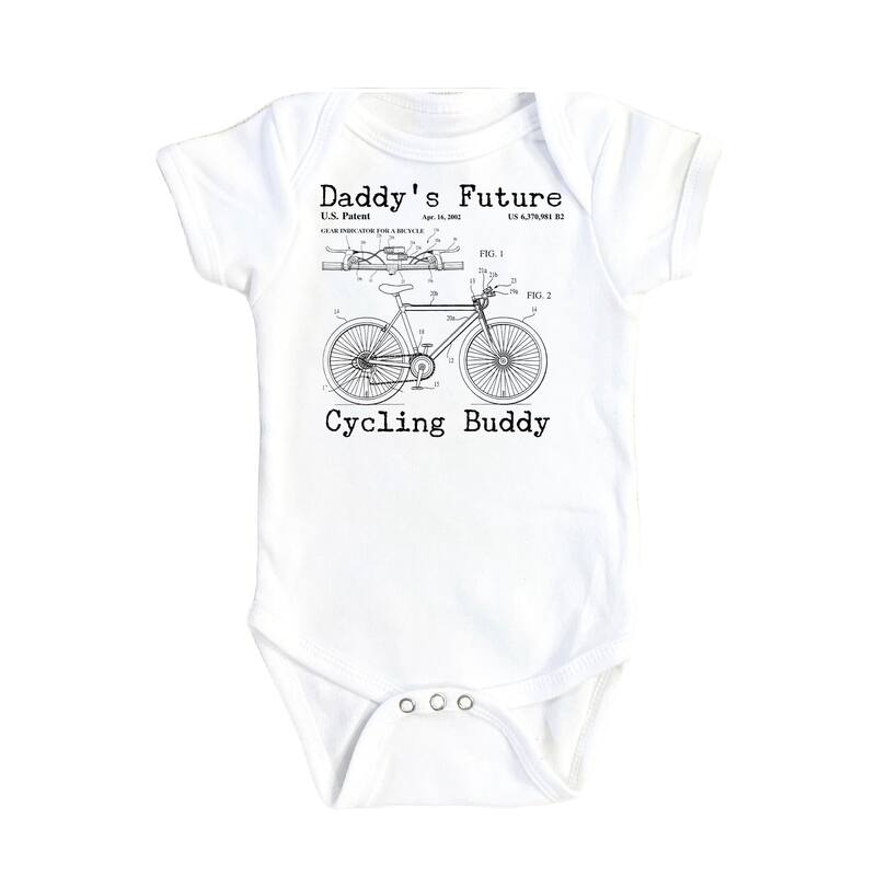 Bicycle Patent - Baby Boy Girl Clothes Infant Bodysuit Funny Cute Newborn - Natural - 0-3M