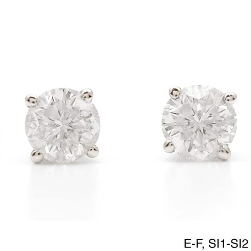 Auriya Platinum 1 1/2ctw Round Diamond Stud Earrings Clarity-enhanced - E-F, SI1-SI2