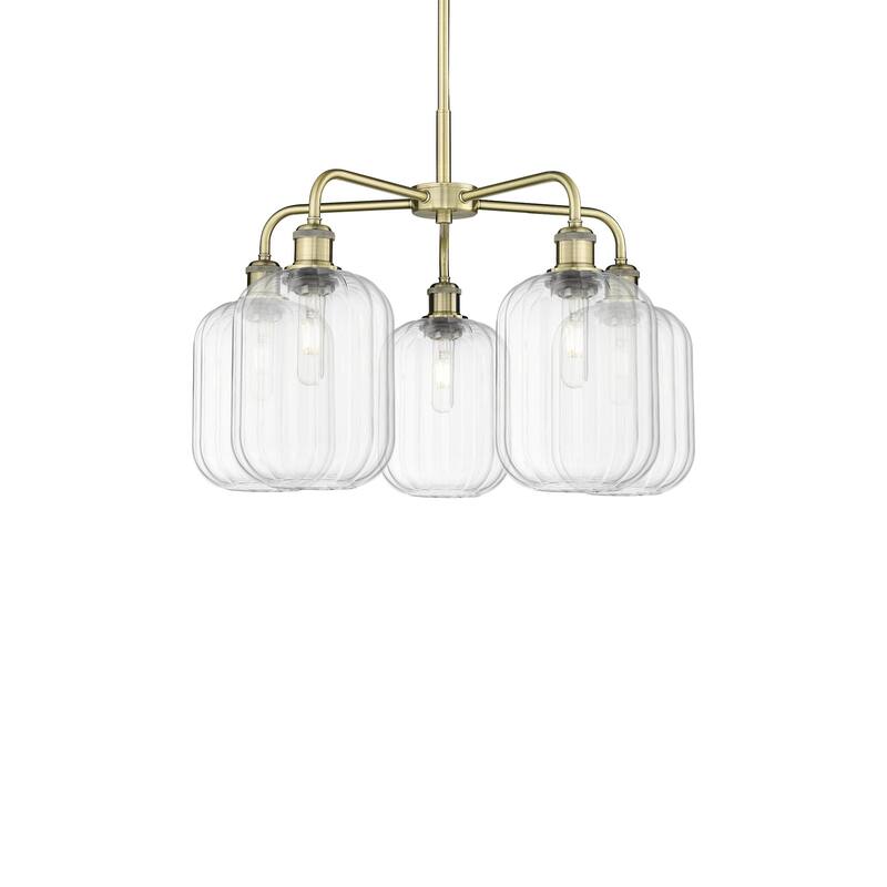 Innovations Lighting 516-5CR-18-26 Preston Chandelier Preston 5 Light - Antique Brass / Clear