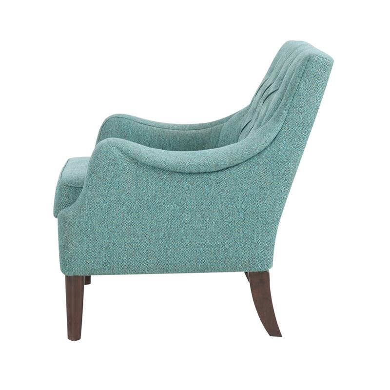 Roomfitters Tufted Accent Chair, Upholstered Armchair with Removable Cushion, Solid Wood Legs, Living Room Lounge Chair, Teal - Teal